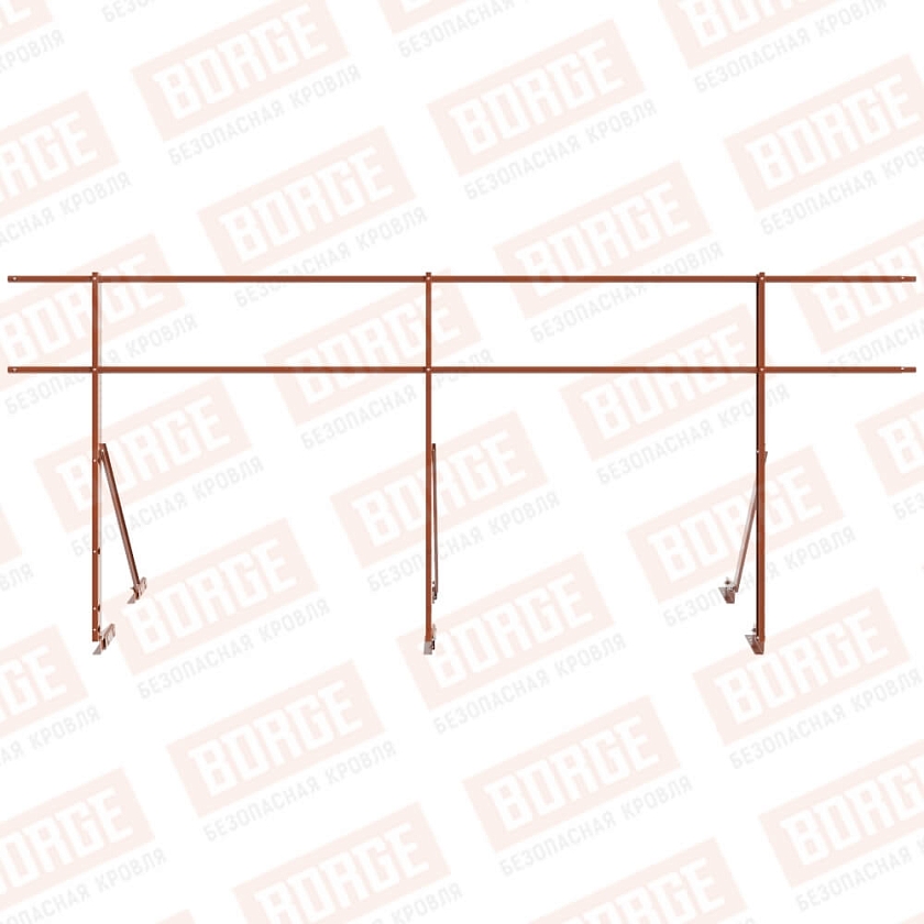 Ограждение кровельное Русский Рубеж H-120см, 3м, для фальцевой кровли, терракотовый (RAL 8004)