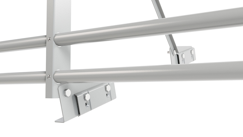 Ограждение кровельное NewLine H-90см, 3м, для фальц. кров., бело-алюминиевый (RAL 9006), с двумя доп. трубами