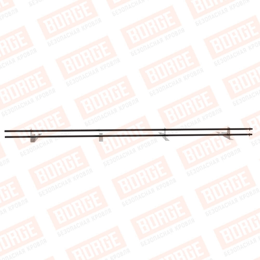 Снегозадержатель трубчатый BORGE 3м, 4 опоры, для гибкой черепицы, серо-коричневый (RR 32)