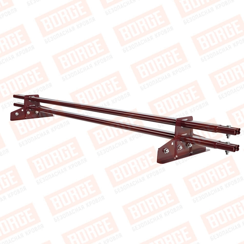 Снегозадержатель трубчатый BORGE 1,5м, 2 опоры, для фальцевой кровли, красное вино (RAL 3005)
