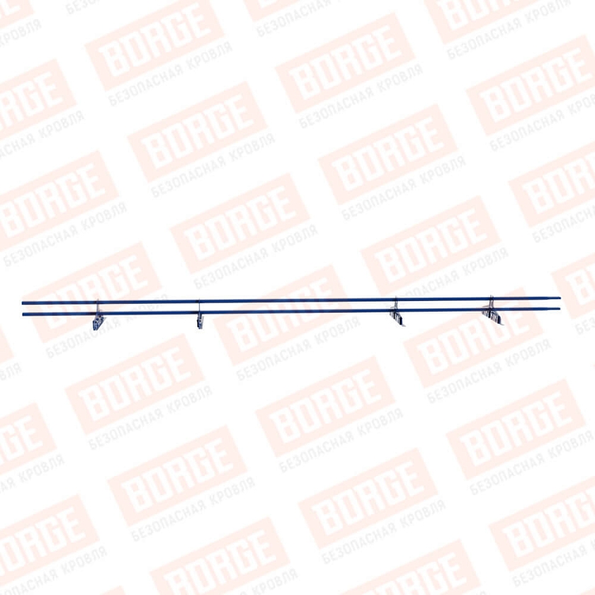 Снегозадержатель трубчатый Русский Рубеж 20х40мм, 3м, 4 опоры, для фальц. кровли, сигнально-синий (RAL 5005)