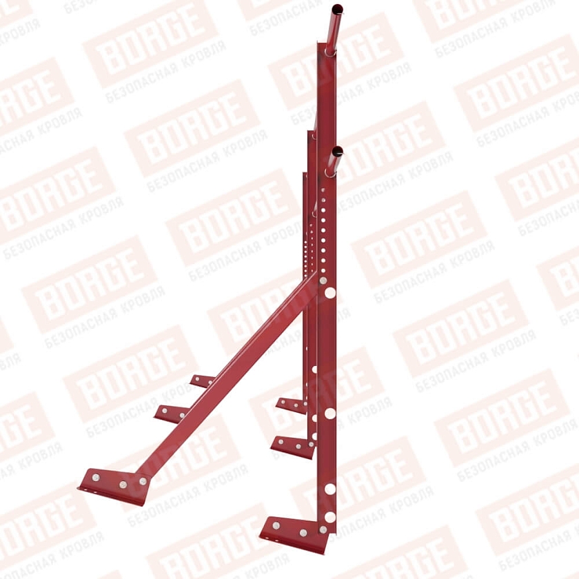 Ограждение кровельное Русский Рубеж H-120см, 3м, для фальцевой кровли, рубиново-красный (RAL 3003)
