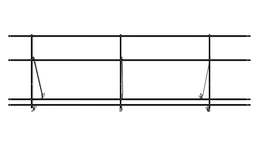 Ограждение кровельное NewLine H-90см, 3м, для фальц. кров., чёрный (RAL 9005), с двумя доп. трубами