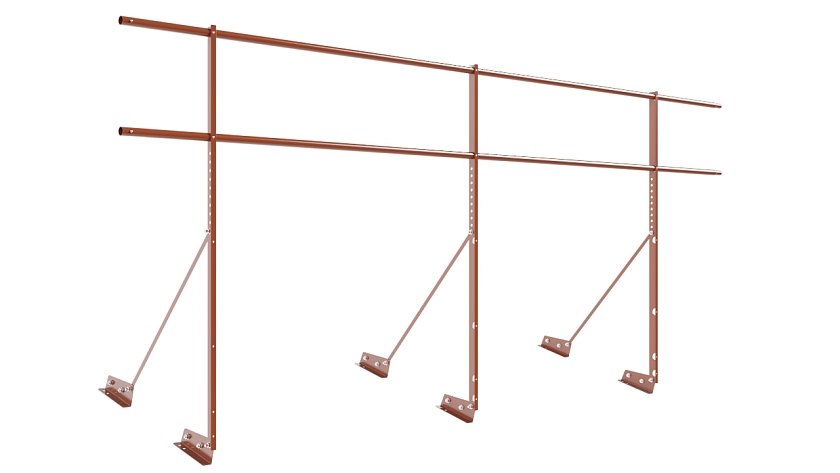 Ограждение кровельное NewLine H-120см, 3м, для фальцевой кровли, терракотовый (RAL 8004)