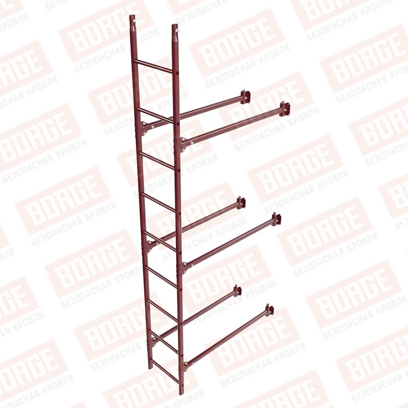 Комплект лестница фасадная BORGE (нижняя секция), 2,7м, красное вино (RAL 3005)