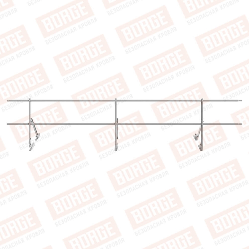 Ограждение кровельное Русский Рубеж H-60см, 3м, для фальцевой кровли, сигнально-серый (RAL 7004)