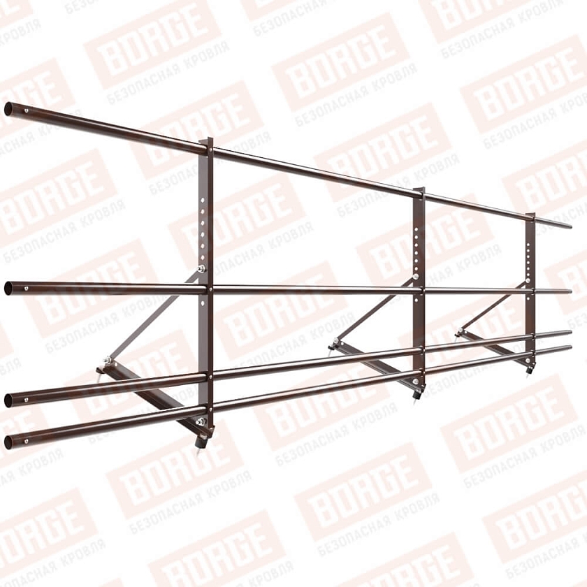 Ограждение декоративное NewLine H-60см, 3м, коричневый шоколад (RAL 8017), с двумя доп. трубами