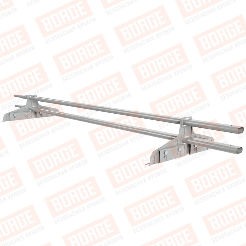 Снегозадержатель трубчатый Русский Рубеж 20х40мм, 1,5м, 2 опоры, для фальц. кровли, бело-алюминиевый (RAL 9006)