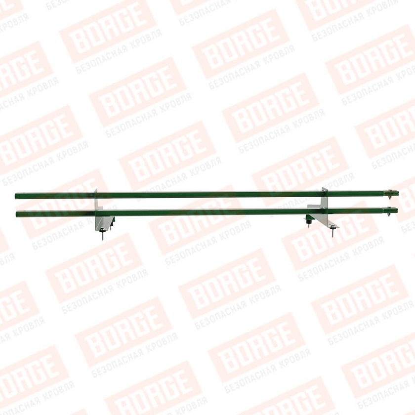 Снегозадержатель трубчатый BORGE 1,5м, 2 опоры, для МЧ с выс. ступ., лиственно-зеленый (RAL 6002), 350мм