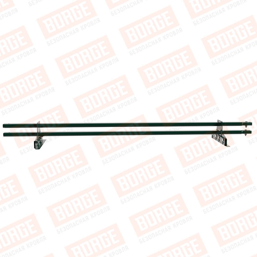 Снегозадержатель трубчатый BORGE 1,5м, 2 опоры, для фальцевой кровли, зеленый мох (RAL 6005)