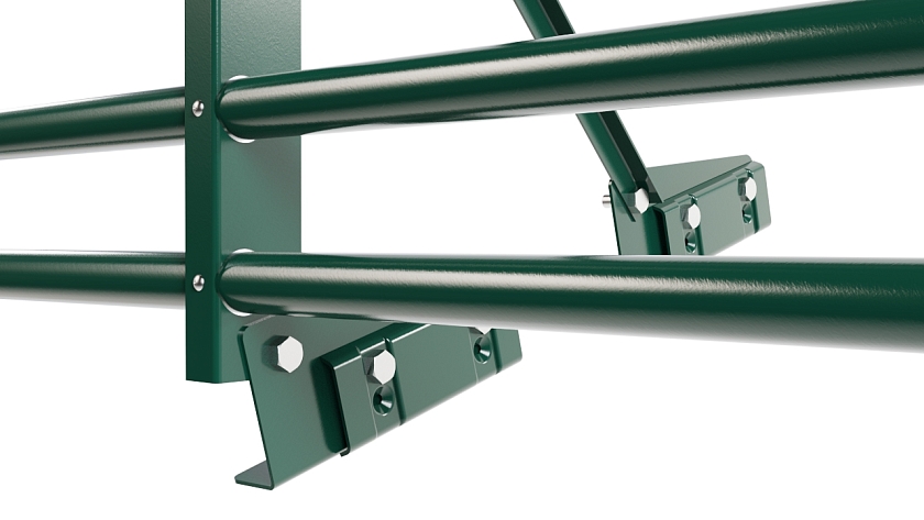 Ограждение кровельное NewLine H-60см, 3м, для фальц. кров., зеленый мох (RAL 6005), с двумя доп. трубами