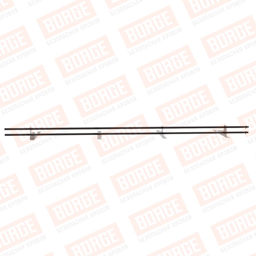 Снегозадержатель трубчатый BORGE 3м, 4 опоры, для гибкой черепицы, серо-коричневый (RAL 8019)