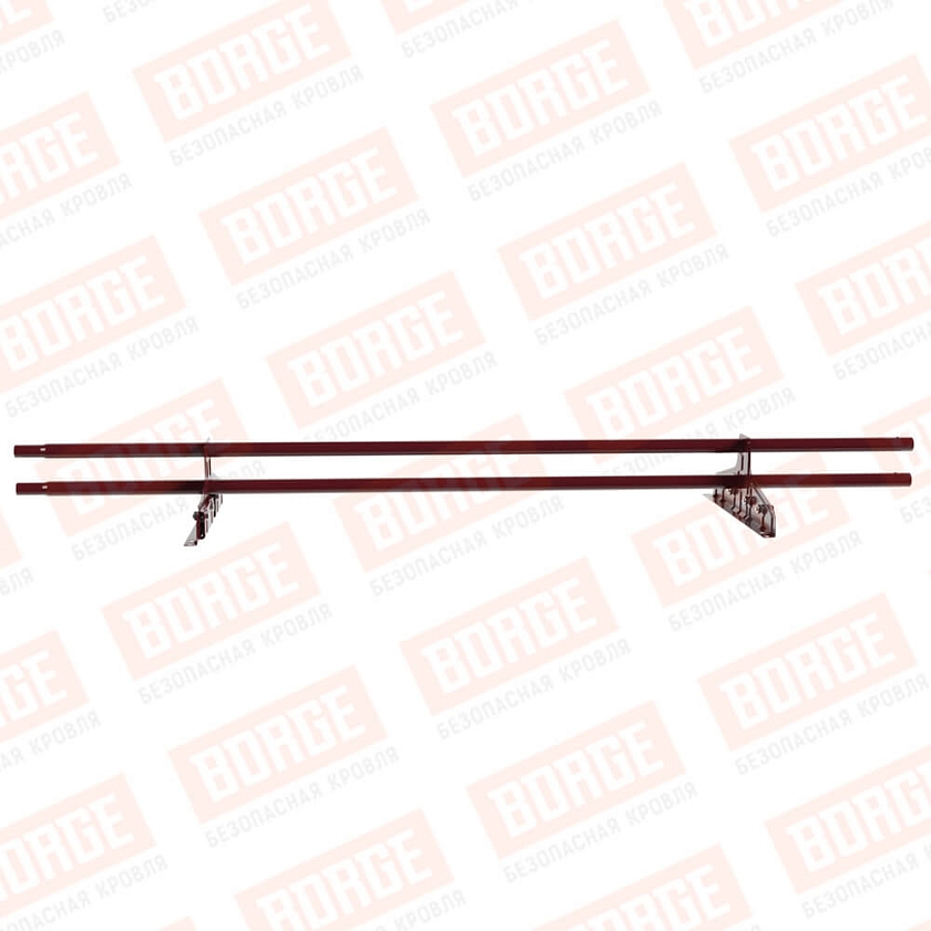 Снегозадержатель трубчатый Русский Рубеж D-25мм, 1,5м, 2 опоры, для фальц. кров., красное вино (RAL 3005)