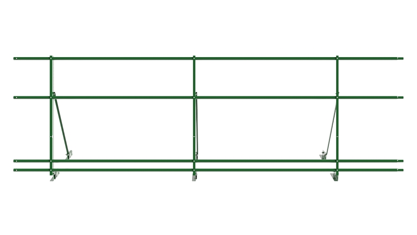 Ограждение кровельное NewLine H-90см, 3м, для фальц. кров., лиственно-зеленый (RAL 6002), с двумя доп. трубами