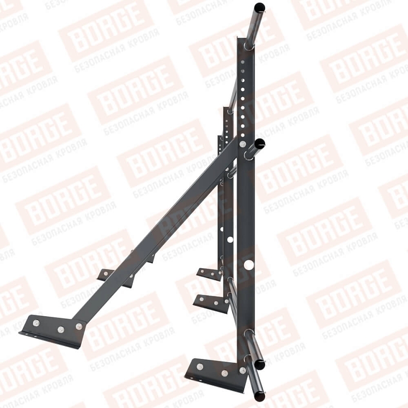 Ограждение кровельное Русский Рубеж H-90см, 3м, для фальцевой кровли, антрацитово-серый (RAL 7016), с двумя доп. трубами