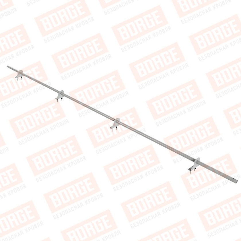 Снегозадержатель однотрубчатый NewLine 3м, D-25мм, 4 опоры, бело-алюминиевый (RAL 9006)