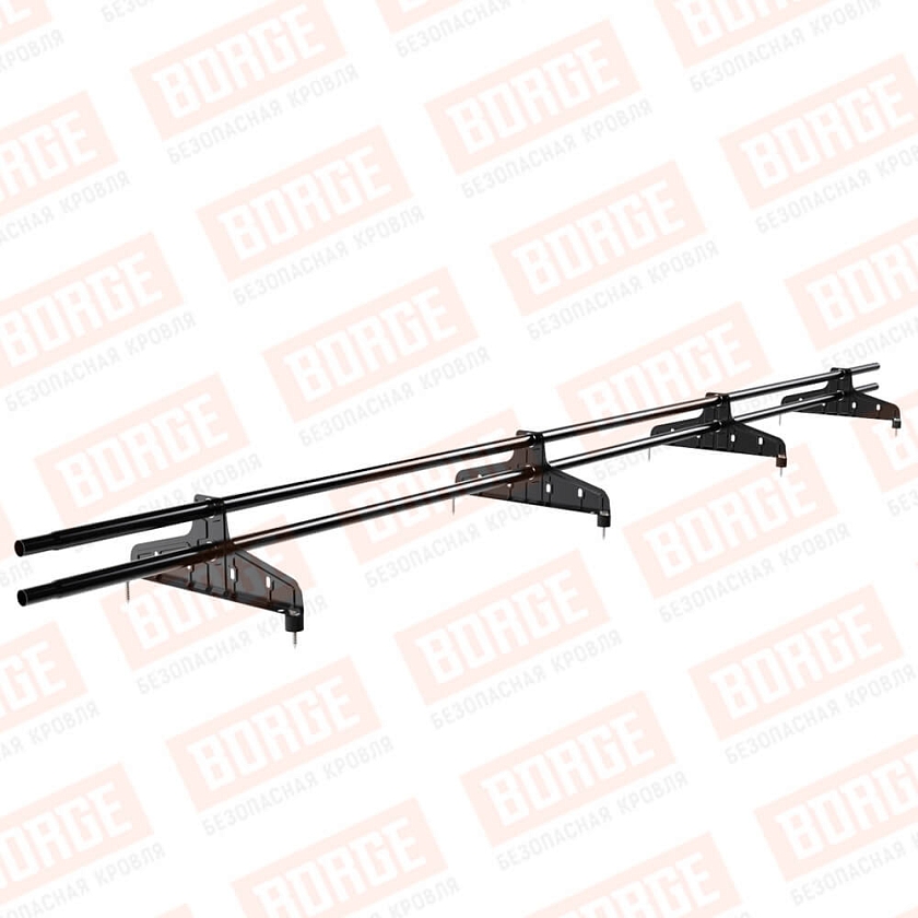 Снегозадержатель трубчатый Русский Рубеж D-25мм, 3м, 4 опоры, чёрный (RAL 9005)