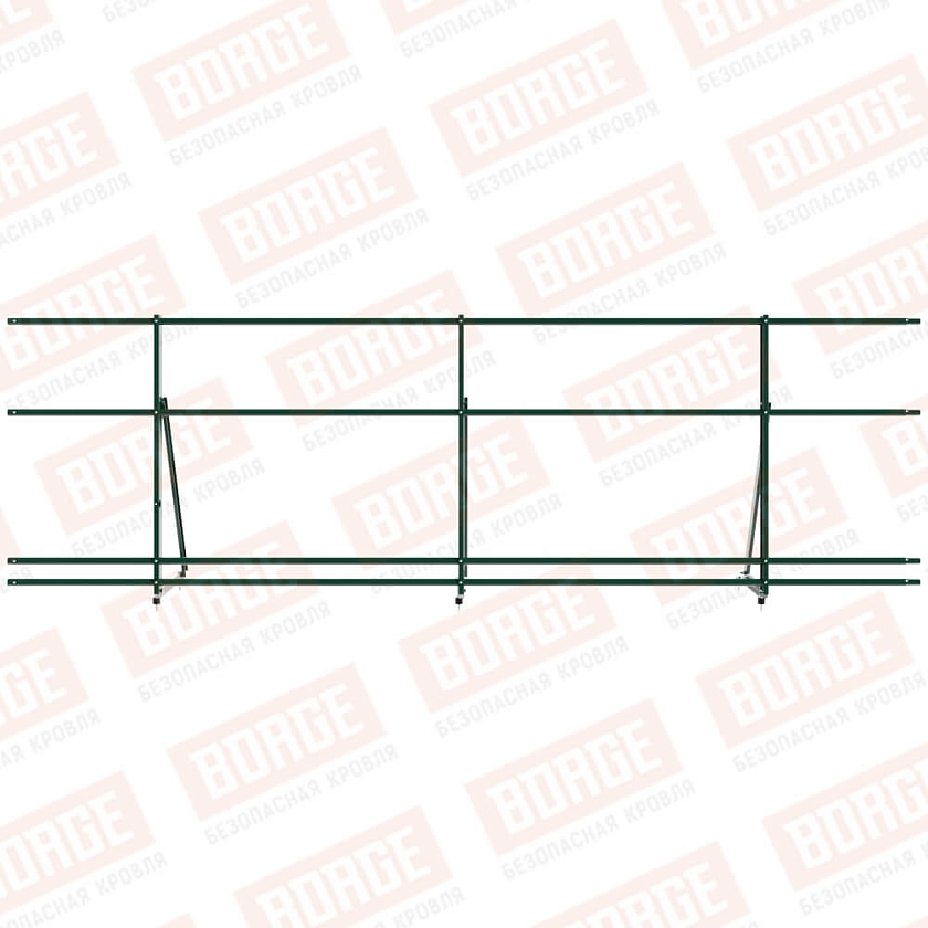 Ограждение кровельное Русский Рубеж H-90см, 3м, зеленый мох (RAL 6005), с двумя доп. трубами