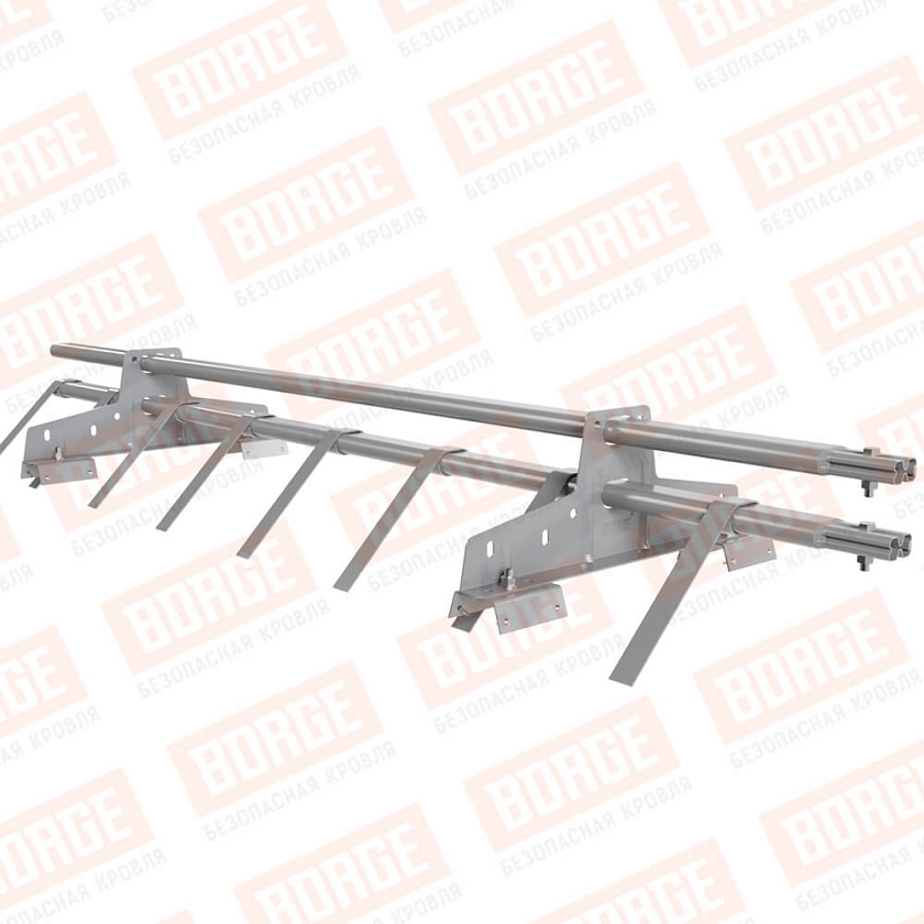 Снегозадержатель трубчатый BORGE 1,5м, 2 опоры, для профнастила Н-60, Н-75, сигнально-серый (RAL 7004)