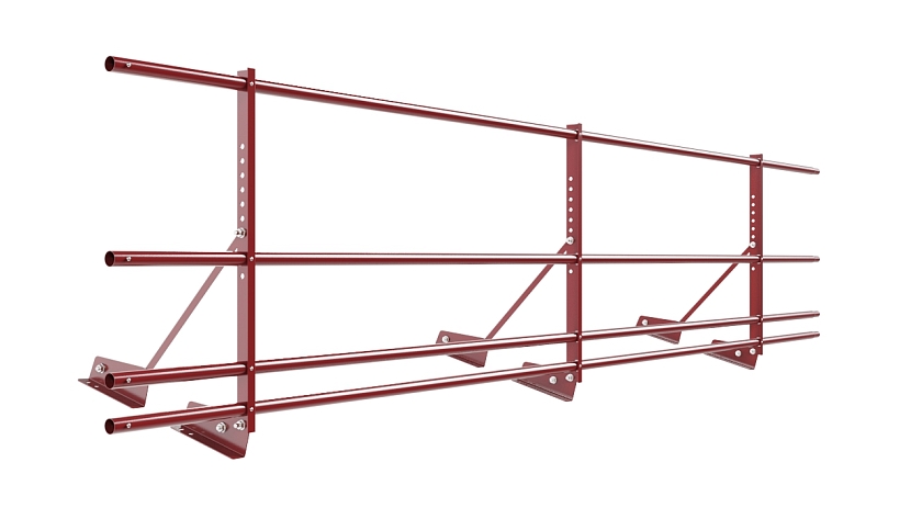 Ограждение кровельное NewLine H-60см, 3м, для фальц. кров., коричнево-красный (RAL 3011), с двумя доп. трубами