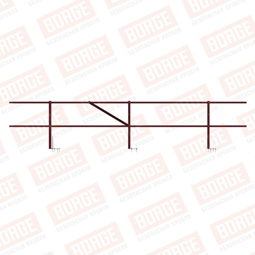 Ограждение плоских кровель NewLine Н-60, 3м, верхнее крепление, красное вино (RAL 3005)