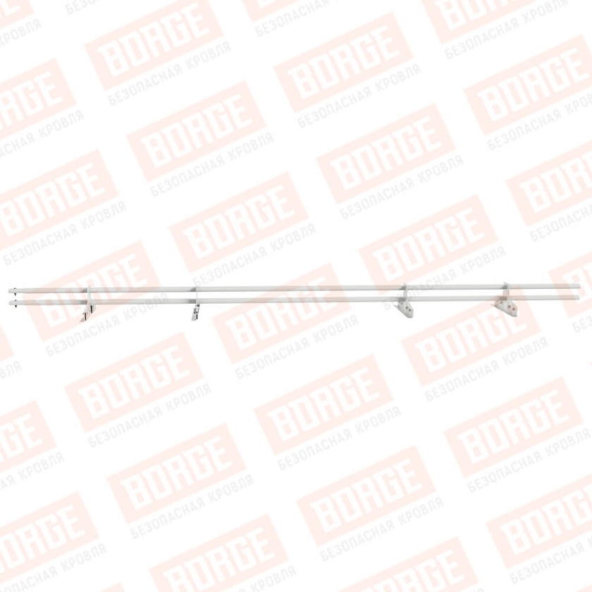 Снегозадержатель трубчатый Русский Рубеж 25х45мм, 3м, 4 опоры, для фальц. кровли, сигнально-белый (RAL 9003)