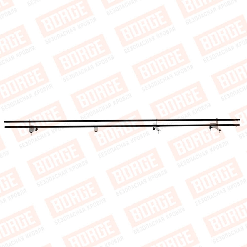Снегозадержатель трубчатый Русский Рубеж 3м, 4 опоры, для МЧ с выс. ступенькой, чёрный (RAL 9005), 350мм