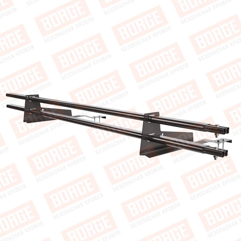 Снегозадержатель трубчатый BORGE 1,5м, 2 опоры, для черепичной кровли, серо-коричневый (RAL 8019)