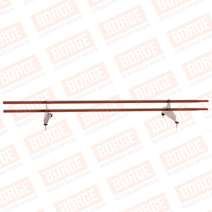 Снегозадержатель трубчатый NewLine 1,5м, 20x40мм, 2 опоры, терракотовый (RAL 8004)