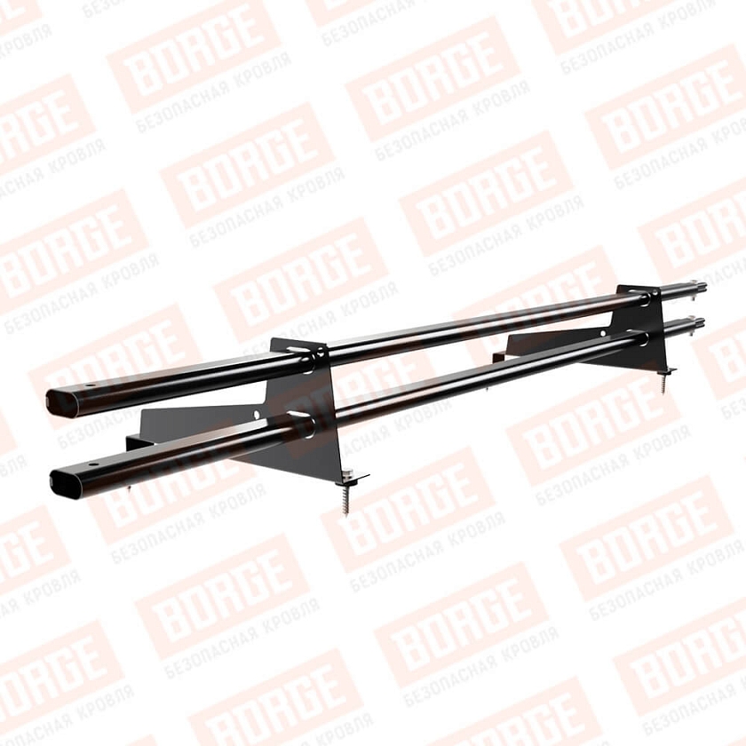 Снегозадержатель трубчатый BORGE 1,5м, 2 опоры, для МЧ с выс. ступ., чёрный (RAL 9005), 350мм