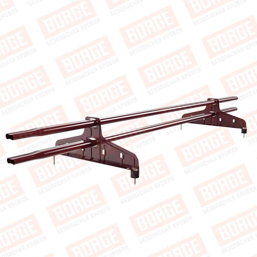 Снегозадержатель трубчатый Русский Рубеж 20х40мм, 1,5м, 2 опоры, красное вино (RAL 3005)