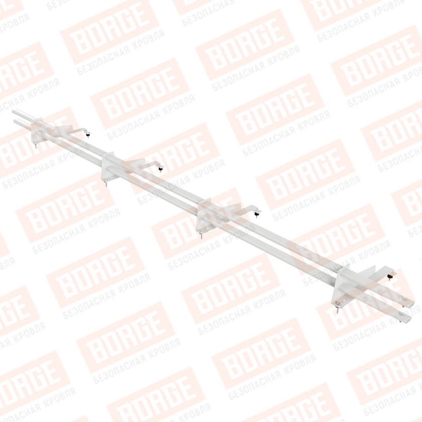 Снегозадержатель трубчатый Русский Рубеж 3м, 4 опоры, для МЧ с выс. ступенькой, сигнально-белый (RAL 9003), 400мм