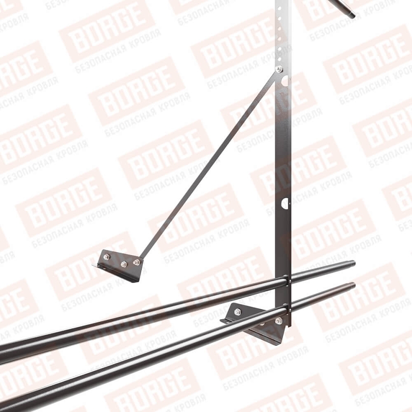 Ограждение декоративное NewLine H-120см, 3м, для фальц. кров., серо-коричневый (RAL 8019), с двумя доп. трубами