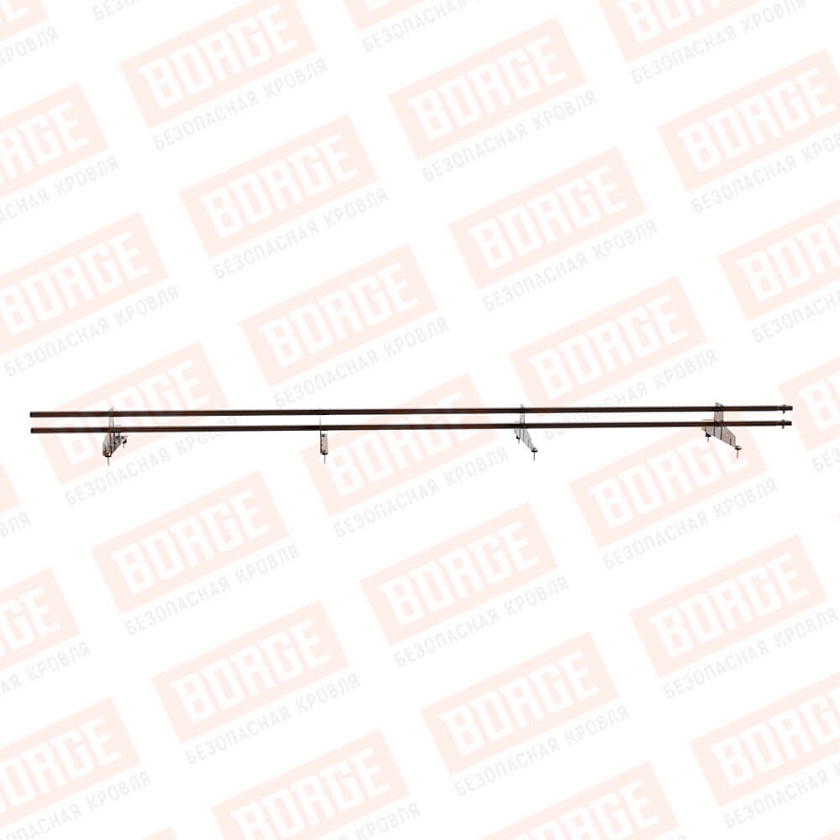 Снегозадержатель трубчатый BORGE 3м, 4 опоры, коричневый шоколад (RAL 8017 Matt)