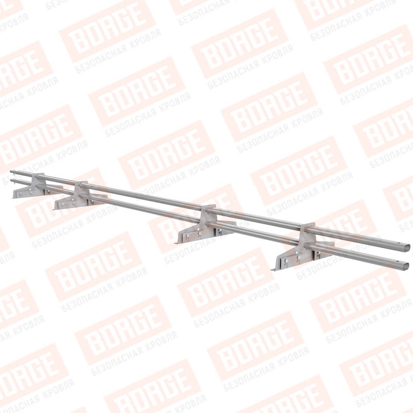 Снегозадержатель трубчатый Русский Рубеж 25х45мм, 3м, 4 опоры, для фальц. кровли, сигнально-серый (RAL 7004)