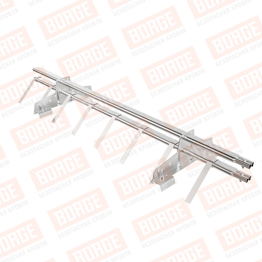 Снегозадержатель трубчатый BORGE 1,5м, 2 опоры, для профнастила Н-60, Н-75, цинк