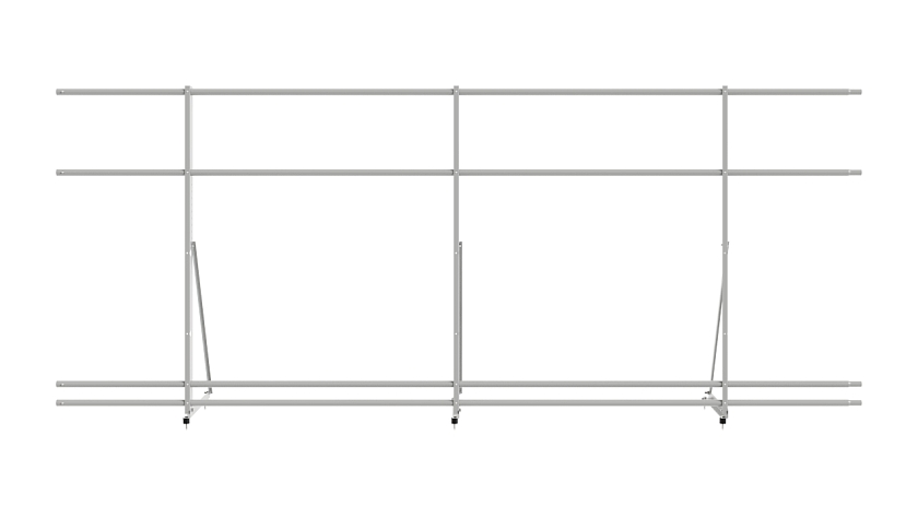 Ограждение кровельное NewLine H-120см, 3м, бело-алюминиевый (RAL 9006), с двумя доп. трубами