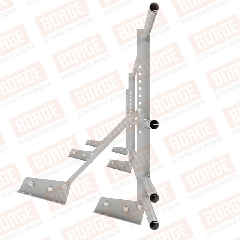 Ограждение декоративное NewLine H-60см, 3м, для фальц. кров., бело-алюминиевый (RAL 9006), с двумя доп. трубами