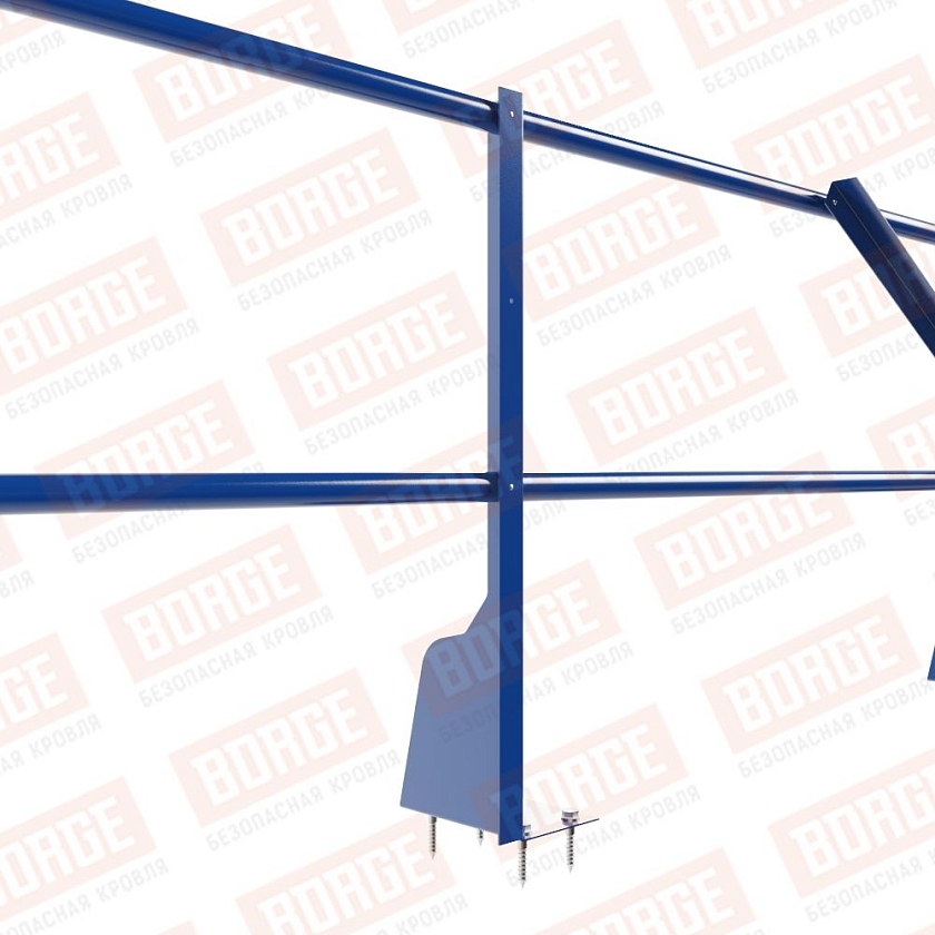 Ограждение плоских кровель Русский Рубеж Н-60, 3м, верхнее крепление, сигнально-синий (RAL 5005)