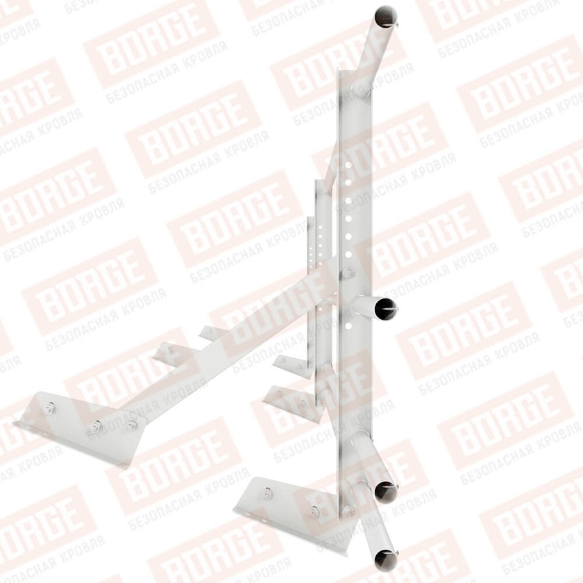 Ограждение кровельное Русский Рубеж H-60см, 3м, для фальцевой кровли, сигнально-белый (RAL 9003), с двумя доп. трубами