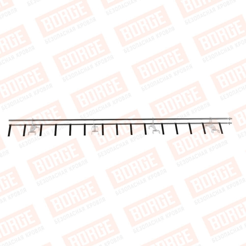 Снегозадержатель трубчатый BORGE 3м, 4 опоры, для профнастила Н-114, цинк