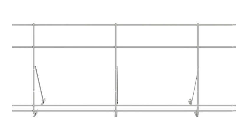 Ограждение кровельное NewLine H-120см, 3м, для фальц. кров., бело-алюминиевый (RAL 9006), с двумя доп. трубами
