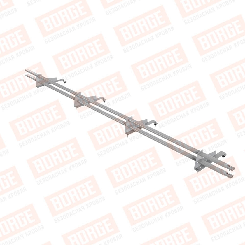 Снегозадержатель трубчатый BORGE 3м, 4 опоры, для МЧ с выс. ступ., сигнально-серый (RAL 7004), 400мм