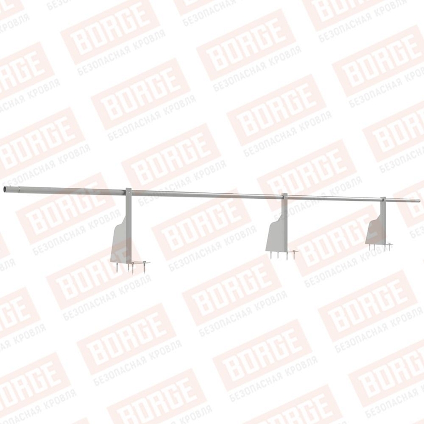 Ограждение плоских кровель Русский Рубеж Н-30, 3м, верхнее крепление, бело-алюминиевый (RAL 9006)