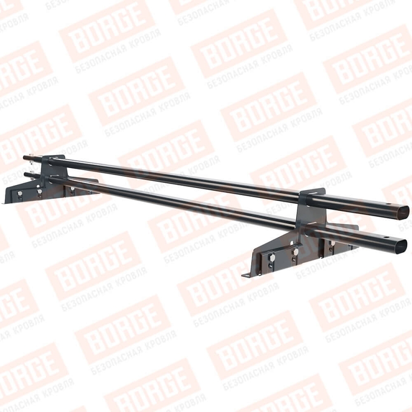 Снегозадержатель трубчатый Русский Рубеж 25х45мм, 1,5м, 2 опоры, для фальц. кров., антрацитово-серый (RAL 7016)