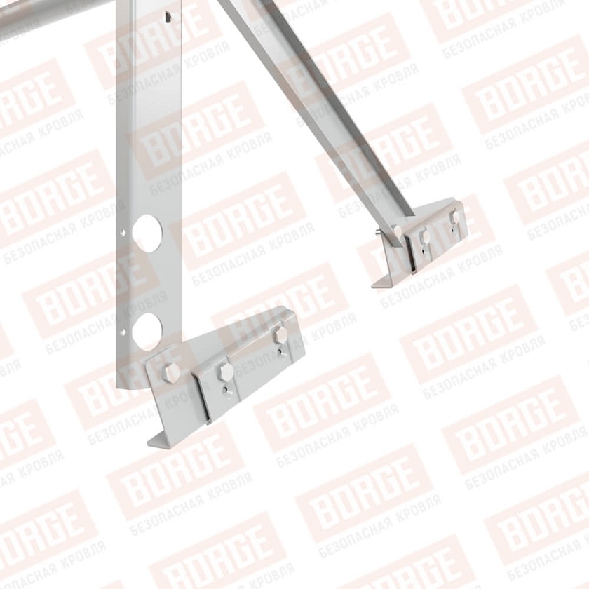 Ограждение кровельное Русский Рубеж H-60см, 3м, для фальцевой кровли, бело-алюминиевый (RAL 9006)