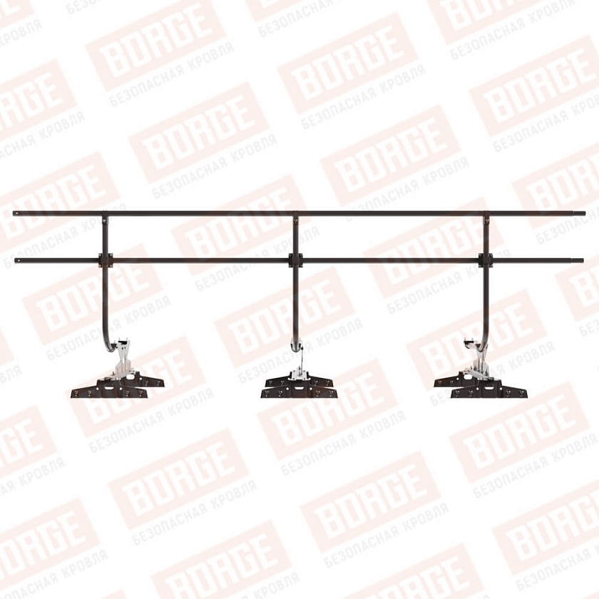 Ограждение кровельное BORGE H-90см, 3м, для параллельного фальца, серо-коричневый (RAL 8019 matt)