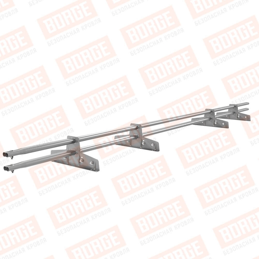 Снегозадержатель трубчатый Русский Рубеж 25х45мм, 3м, 4 опоры, для фальц. кровли, сигнально-серый (RAL 7004)