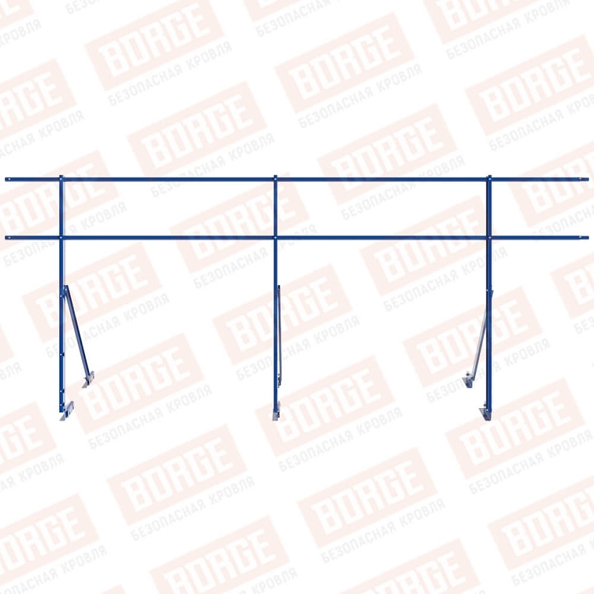 Ограждение кровельное Русский Рубеж H-120см, 3м, для фальцевой кровли, сигнально-синий (RAL 5005)