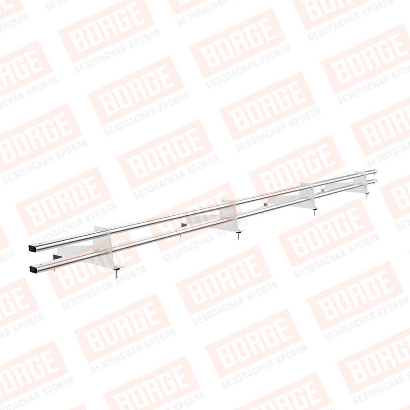 Снегозадержатель трубчатый BORGE 3м, 4 опоры, для МЧ с высокой ступенькой, цинк, 350мм